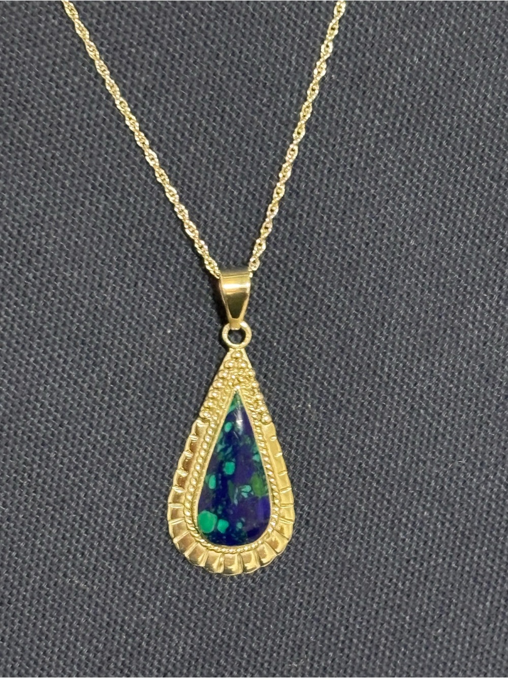Seed & Sage Made In Mexico Sterling Silver Scallop Malachite Teardrop Necklace